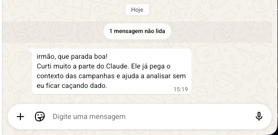 Mensagem sobre usar Claude para analisar campanhas