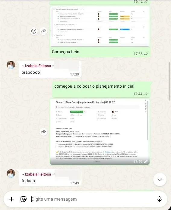 Mensagem sobre planejamento de campanhas